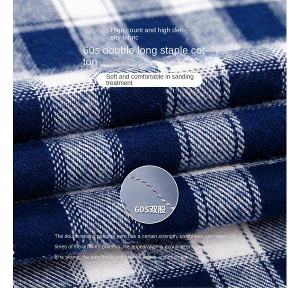 Plus Size Business Shirts in 100% Cotton with Brushed Plaid Collar and Long Sleeves