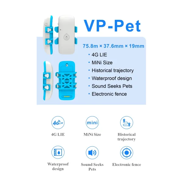 VP-Pet 4G Pet GPS Tracker with Custom Packaging Service