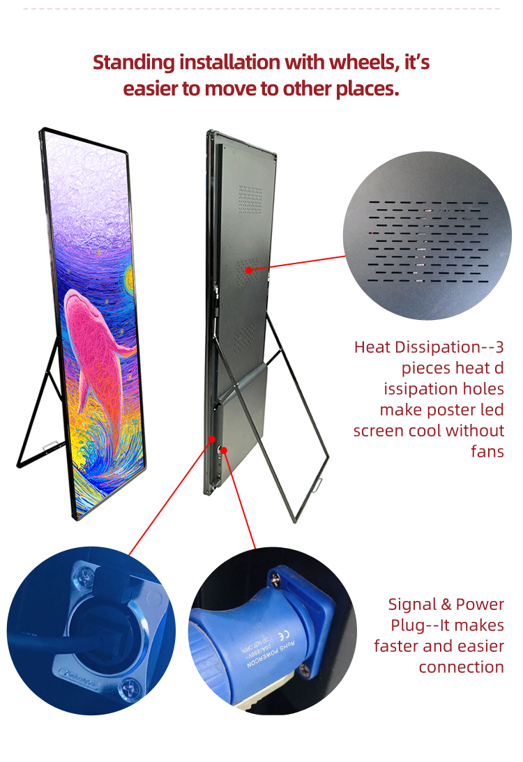 Indoor Digital LED Display Poster Screen WIFI 4G USB P 1.9 P2 P2.5 P3 Window Banners Video Wall Board Indoor Signage