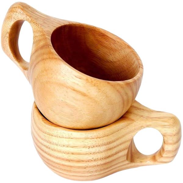 Camping 200ml 6.83 oz Wooden Drinking Cup Traditional Lightweight Coffee Mug