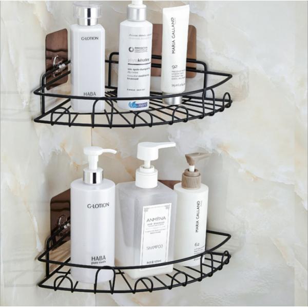 Iron Bathroom Corner Storage Rack , 5KG Loading Corner Storage Holder Shelf