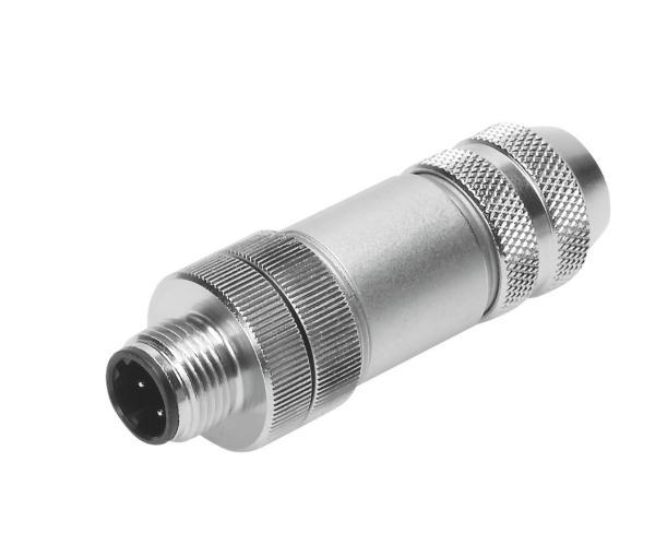 Festo NECU-M-S-D12G4-C2-ET Straight plug, M12x1, 4-pin, D-coded, shieldable