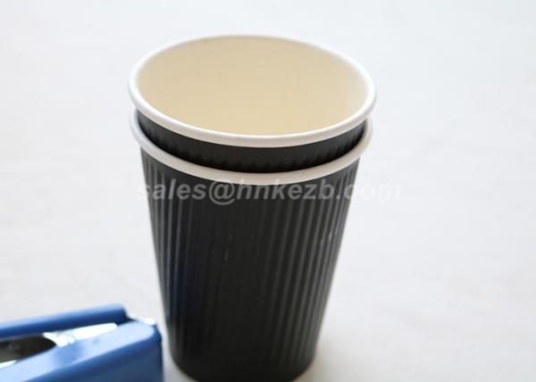 280ml Black Disposable Coffee Cups For Hot / Cold Beverages Ripple Wall