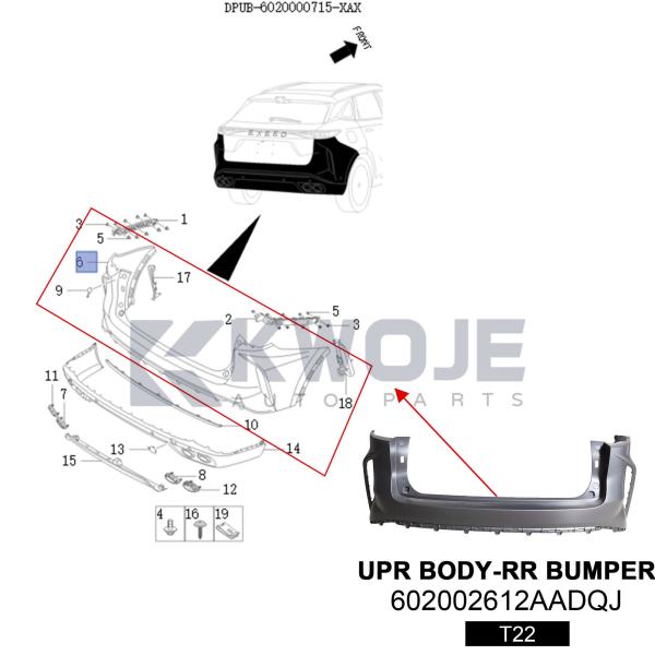 OEM 602002612AADQJ Auto Car Spare Parts Bumper Body  Kit For Exceed RX