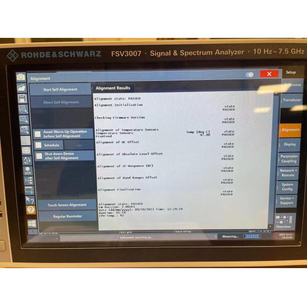 Rohde & Schwarz FSV3007 Analista de señal y espectro de 10 Hz a 7,5 GHz con pantalla táctil