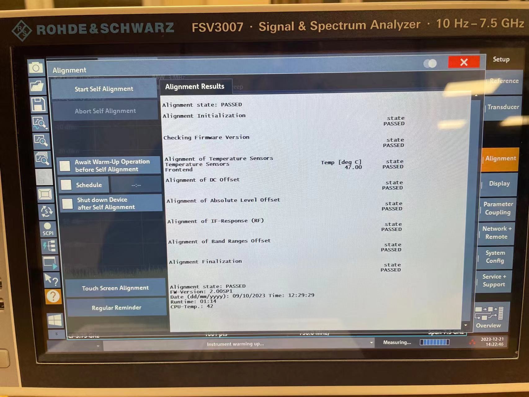 Rohde & Schwarz FSV3007 Сигнальный и спектровый анализатор от 10 Гц до 7,5 ГГц с сенсорным экраном
