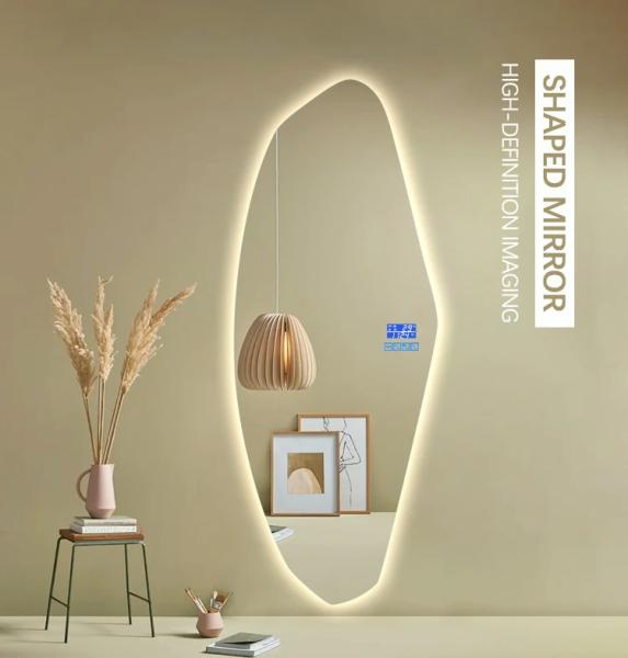 Luxury Anti Fog Irregular Bathroom Mirror Self Adhesive  For Villa Hotel Project