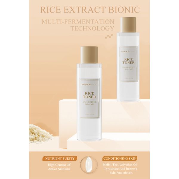 Organic OEM Pores Shrinking Rice Water Toner Facial Hydrating Soothing Moisturizing Skincare Whitening Face Skin Rice Toner
