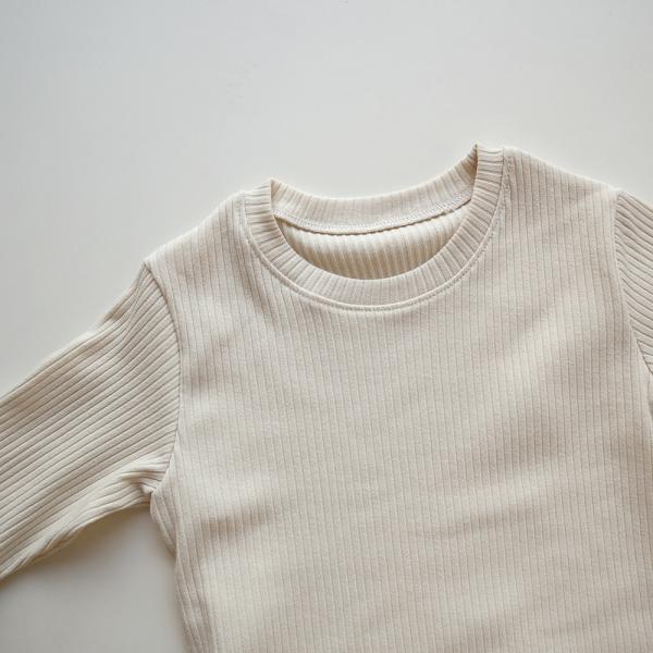 Children'S Toddler Ribbed Long Sleeve Trousers Solid Colour