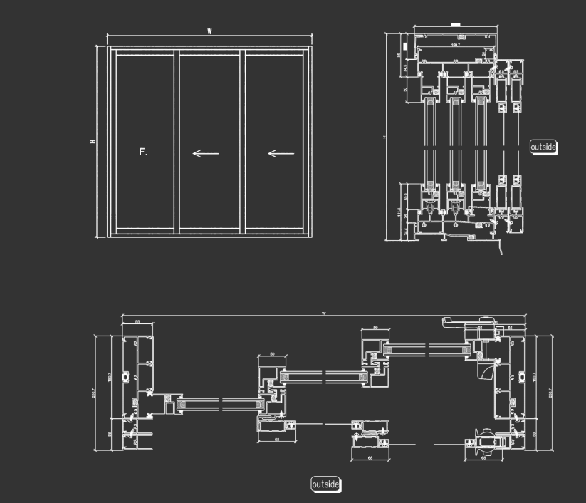 Two Flyscreens Aluminum Sliding Glass Doors With Three Track Smooth Glide System