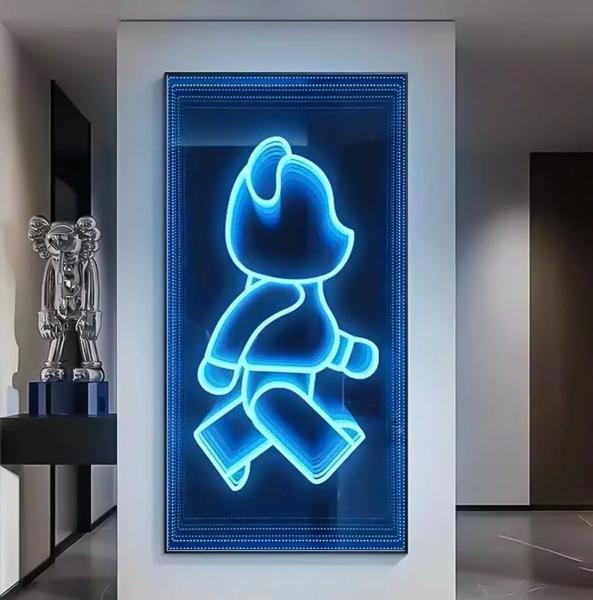 Home Magic Mirror Neon Sign Infinity Neon Led Rgb Placa de sinalização 3D Neon Glass Sign