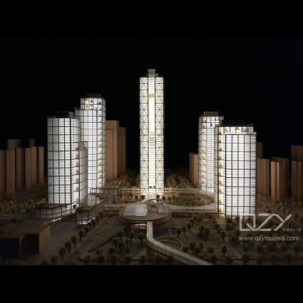 Modelo físico arquitectónico de base acrílica Proyecto Xiamen JKP 1/500