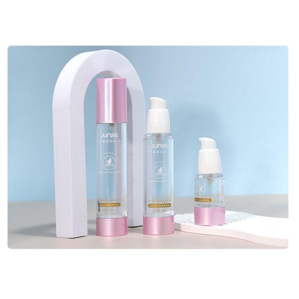 100 ml de Rose Gold Cosméticos Botellas de bomba de plástico Conjunto de botellas sin aire para el cuidado facial Esencia de loción 100 ml Volumen industrial