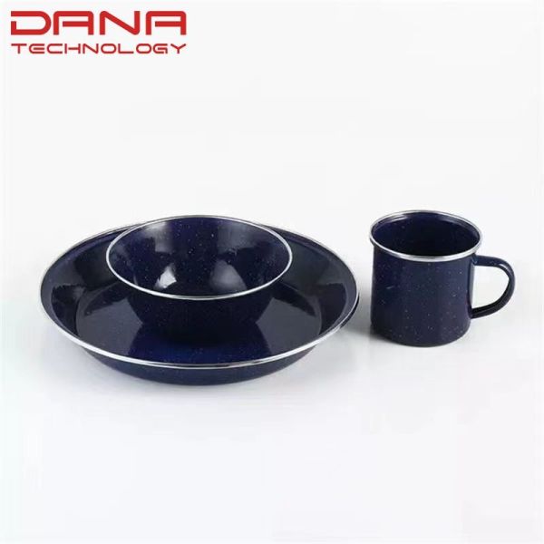 Korean Style Enamel Tableware Set Handmade Plates Sets Dinnerware Food Contact Safe