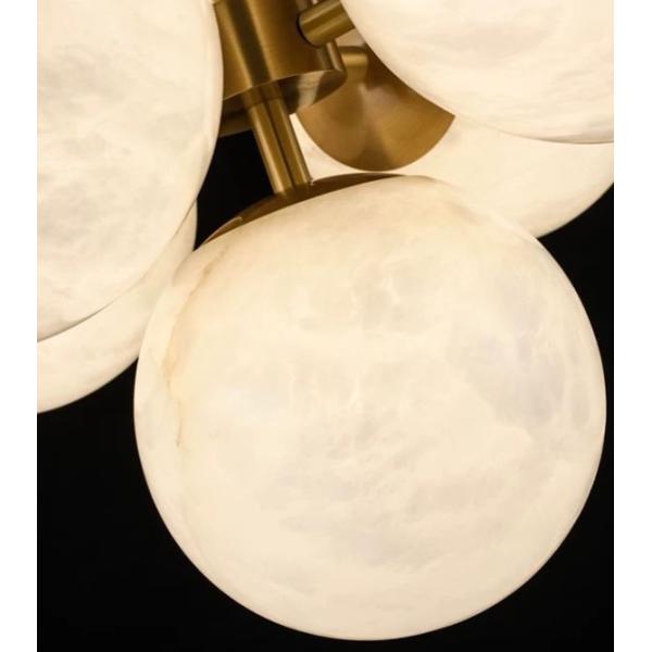 Luxury Home Decoration Alabaster Ball Modern Nordic Copper Chandelier Pendant Lights For Living Room Restaurant