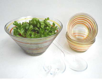 glass salad bowl set