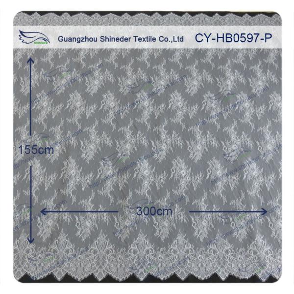 Eco friendly Dyeing Fabric , Flora Bridal Chantilly Nylon Lace With Nylon Material