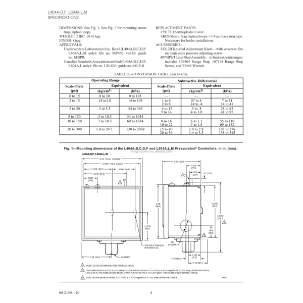 Honeywell Pressuretrol Controller L404F1102 for Industrial Automation with 1 Year Warranty and Original Brand New