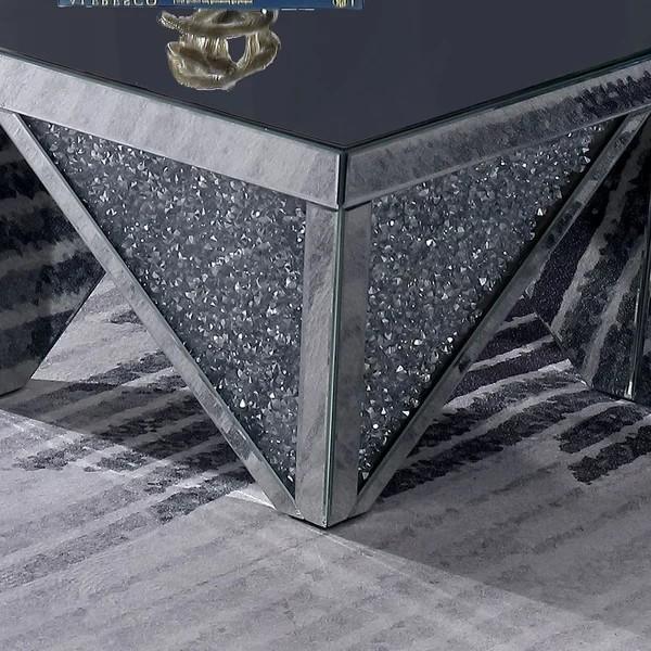 Unique design diamond shaped mirrored coffee table crushed diamond console table for living room