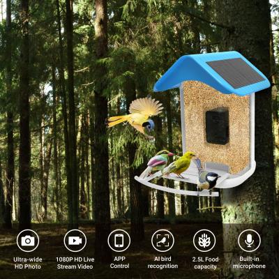 Alimentador de pássaros inteligente com câmera, câmera de observação de pássaros Captura automática de vídeos de pássaros e notificação quando pássaros são detectados, observação de pássaros
