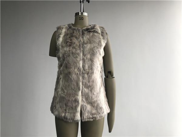 Mocha Color Ladies Faux Fur Gilet , Collarless Neck Faux Fur Coats  TW75497