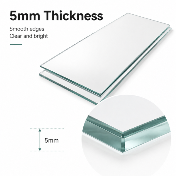 Kingstin Premium 5mm Custom Size Rectangular Glass Panel, Modern Interior Renovation Glass for Luxury Home & Office Decoration