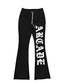 Custom Logo 100% Cotton Fabric Flare Track Jogger Wholesale 3d  Sweatsuits Men Sweatpants Stacked Sweat Men'S Pants