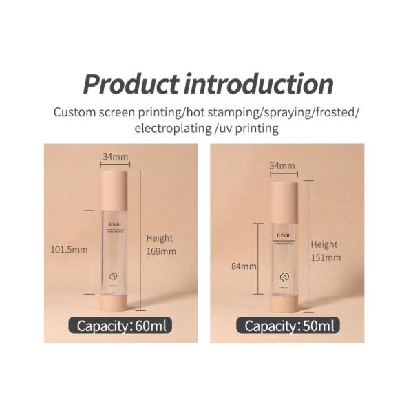 2025 Hot Sale 30ml 50ml 100ml Cosmetic Skin Care Pink Orange Airless Press Pump Lotion Cream Airless Lotion Bottle with Pump