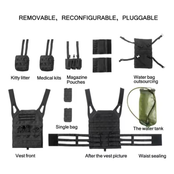 Tactico Черная кожа плечевые мягкие сумки пластинка носителя тренировочный жилет с водяным мешком