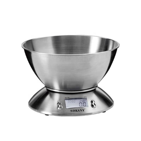Báscula de cocina electrónica Sokany 1204 con pantalla digital, acero inoxidable 304, para alimentos, para cocinar/panadería, 15.9*3*21cm