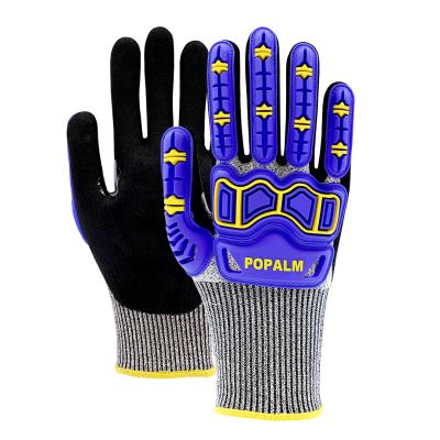 Gants de travail de sécurité contre les chocs TPR, écran de ponçage nitrile noir de calibre 13, gants de travail tactiles résistants aux coupures avec béquille de pouce renforcée