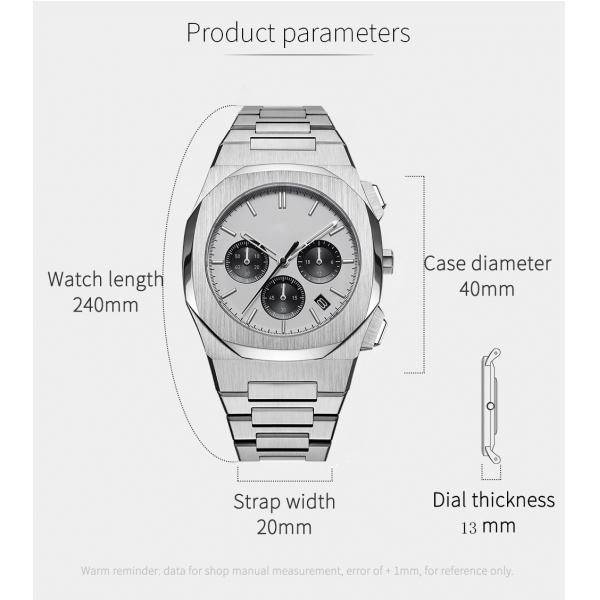SUS316L Stainless Steel Quartz Wrist Watch Chronograph With SR626SW Battery