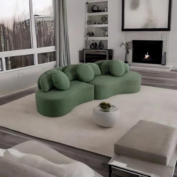 Customized Boucle Fabric Sofa White Fabric Couch Set Home Luxury