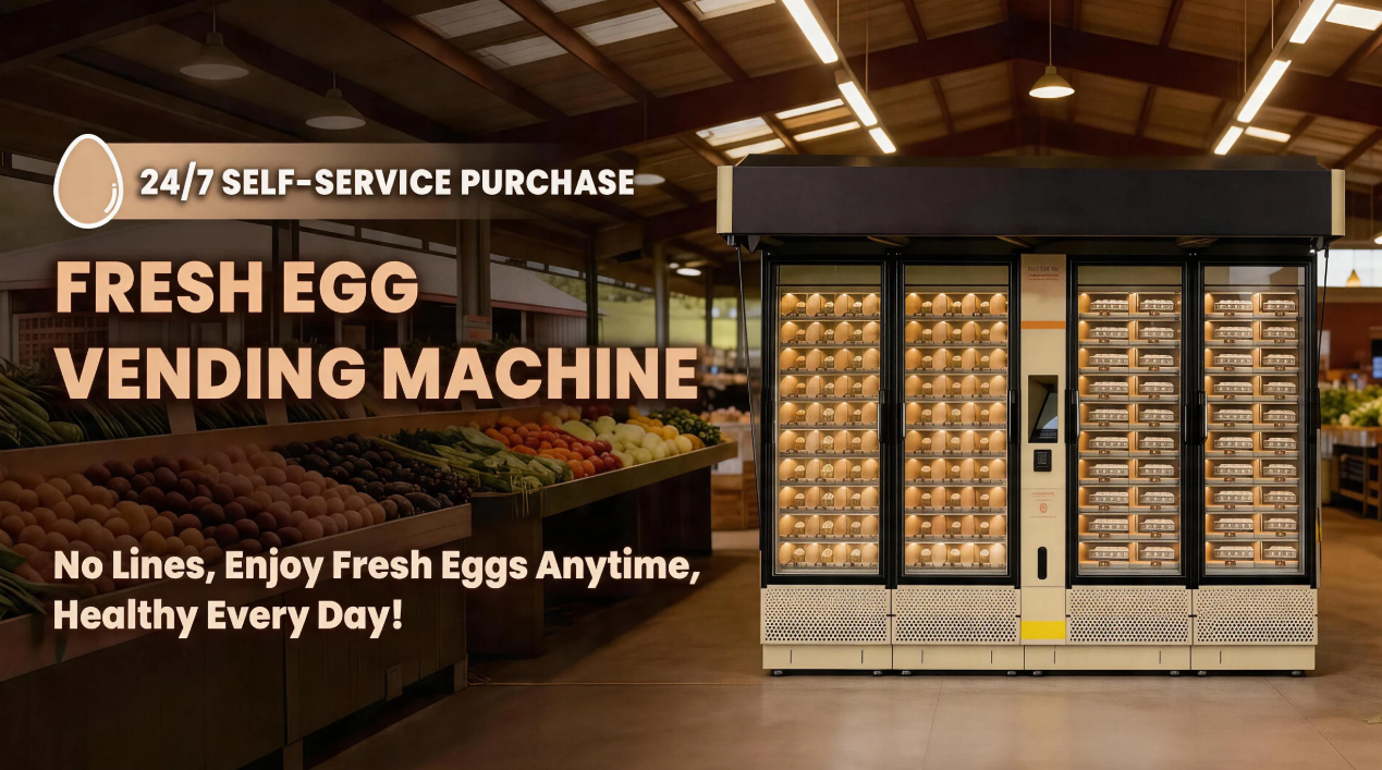 WEIMI Chicken Egg Vending Machine with 21.5 inch Touch Screen, Smart Cooling System (3-20°C), and 34 Customizable Lockers