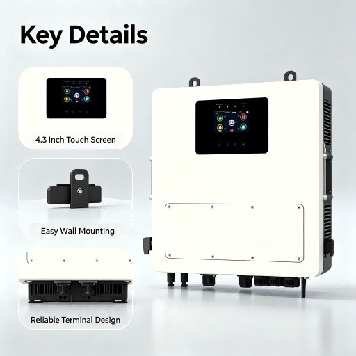 B003-10KW Single Phase Hybrid Solar Inverter IP65 80-500Vdc MPPT 230Vac with 4.3 Inch Touch Screen Tianon