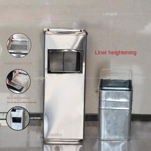 Round Hotel Port Trash Can Elevator Mouth Smoke Out Bucket Toilet Ash Bucket Stainless Steel Flip Trash Can
