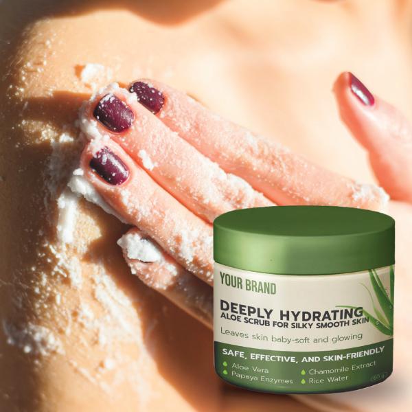 OEM Natural Herbal Body Scrub With Turmeric Rice Bran Oil Aloe Vera For Glowing Skin Exfoliating Smooth Texture