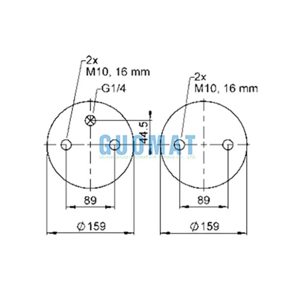 Contitech Rubber Air Suspension Spring FD 200-22 1/4 M10 Convoluted Spring Bags