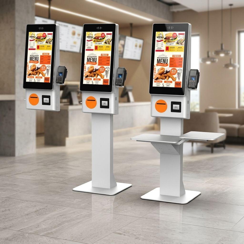 Self Service Ordering Payment Kiosk Solution With Camera QR Code Scanner Receipt Printer Card Payment