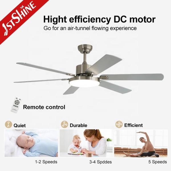 Ventilador de teto LED de vento natural de alto volume com 6 lâminas de MDF e estilo de design moderno 10-