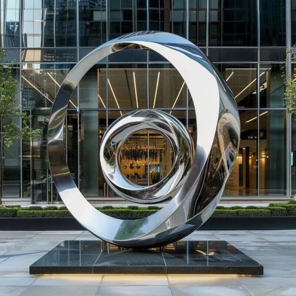 Custom Size Outdoor Garden Park Decoration Stainless Steel Metal Fountain Landscape Statue with Hard Enamel Technique