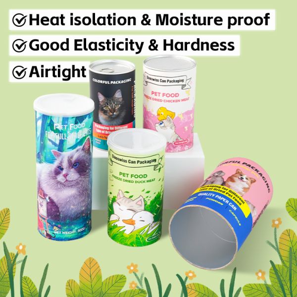 Empty Dog Cat Pet Snacks Paper Cans Packaging Food Grade Cardboard Tube Container
