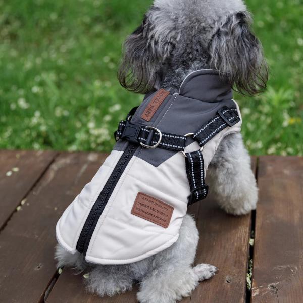 Outdoor Walking Dog Coat with Built-in Harness and Waterproof Material Small Medium Dogs
