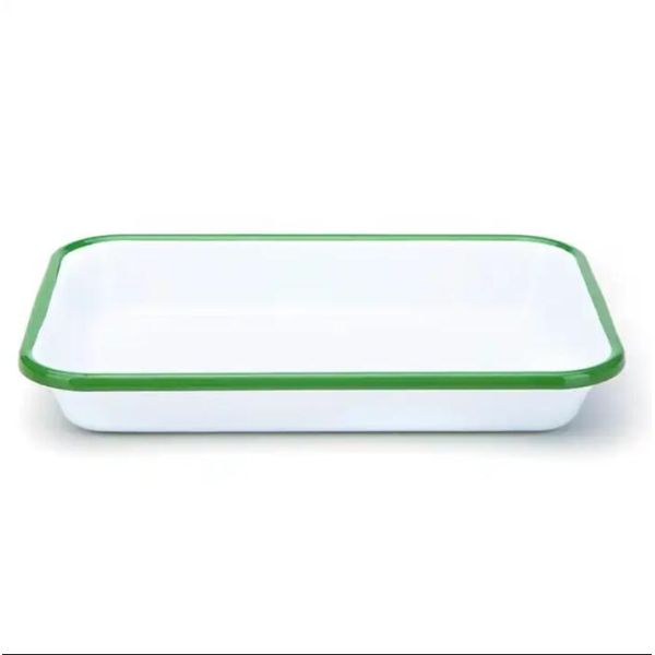304 Steel Rim Vintage Rectangle Enamel Baking Roaster Custom Color 18cm 20cm 22cm 24cm 27cm