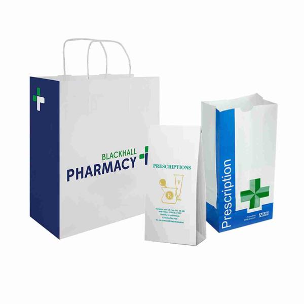Recyclable Waterproof SOS Pharmacy Paper Bag Kraft Paper 130gsm