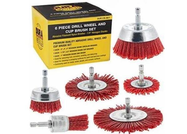 Red Bristle Nylon Filament Abrasive Wire Brush Kit for Drill