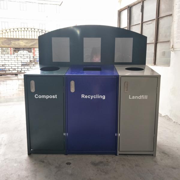 3 отсека стальные наружные мусорные баки с ржавчиной крышкой