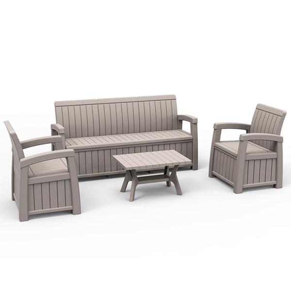 Hotel Outdoor Home Weather-Proof Armchair Plastic 3 Seater Sofa Bench with Storage Box
