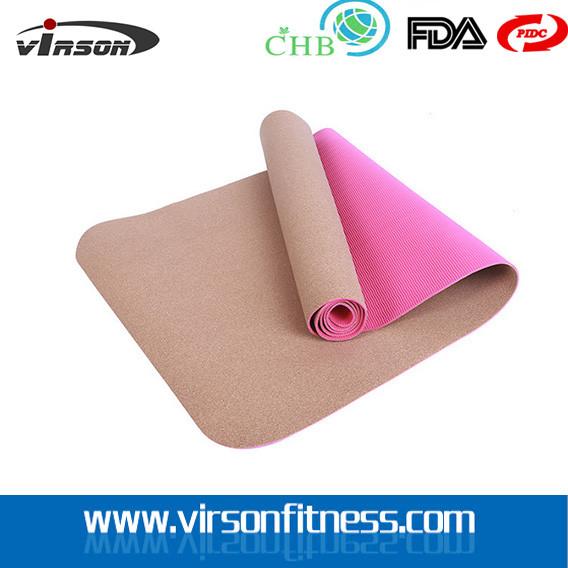 Ningbo virson Anti--slip eco cork TPE yoga mat.New Product Cork TPE Yoga Mat Manufacturer