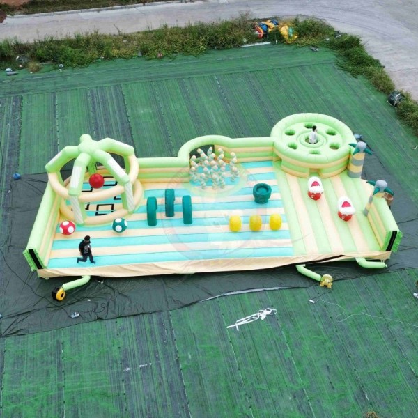 Pastel Interactive Inflatable Playground with Spinning Play Zone and Soft Challenge Games for Indoor Venues